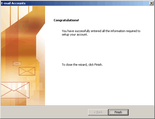 Microsoft Outlook 2003 Wizard - Congratulations!